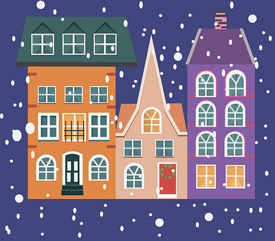 Norway houses christmas design happy new year illustration norway