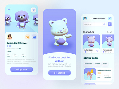 Pet Adoption App animal app design apps dog ios app mobile mobile app mobile app design mobile design pet pet adopt pet adoption pet app pet care pet shop pet store pet store app pets syful trending