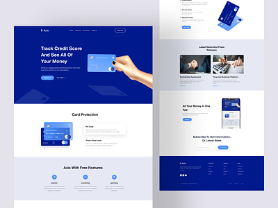 Axis - Financial Landing Page application banking card credit card crypto digital banking finance financial managment app fintech investments landing page loan service money payments personal banking saas transactions uiux web design web site