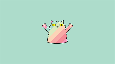 Smiling Rainbow Cat cute illustration vector