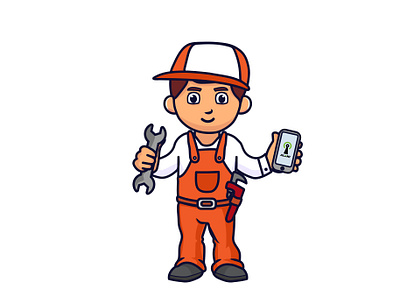 Repairman app design illustration ui vector