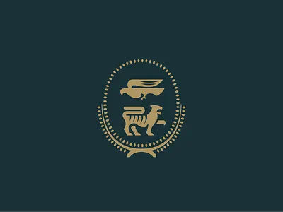 Falcon and Tiger animal bird of pray branding coat of arms corporate crest eagle family finance fund geometry hawk icon laurel logo mark minimal modern heraldry seal tiger