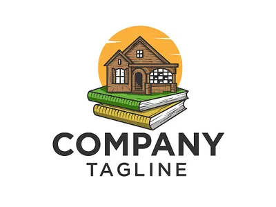 book house logo animation graphic design organic