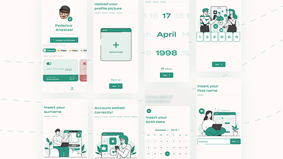 Registration flow for a banking app app bank account banking money ui user experience design user interface design ux