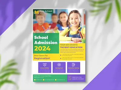 Modern School Admission Flyer Template abstract adobe illustrator advertising art banner brand identity branding business card corporate design flyer graphic design illustrator layout lettering modern poster print social media template