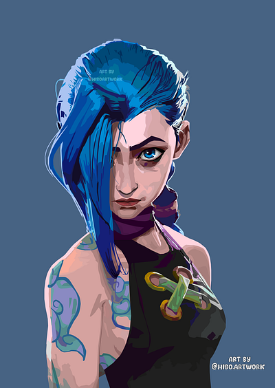 jinx arcane art by hiboart adobe arcane art artwork design digital digitaldrawing graphic design illustration jinx leagueoflegends netflix powder riot