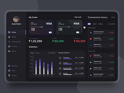 Banking Dashboard app bank banking dashboard design financial fintech homepage illustration logo mobile ui monkey netflix payment transection transfer ui ui ux ui design ui web design