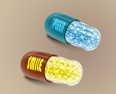 smile vs. sadness adobe illustrator illustration medicine pills sadness smile spleen