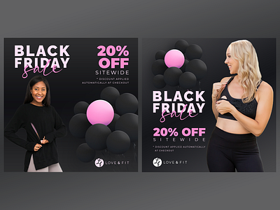 Black Friday Sale Instagram Feed Image for Love & Fit ❤️ black friday black friday sale banner design ecommerce design facebook ad facebook banner graphic design instagram banner instagram post promotional design sale social media banner social media design social media templates