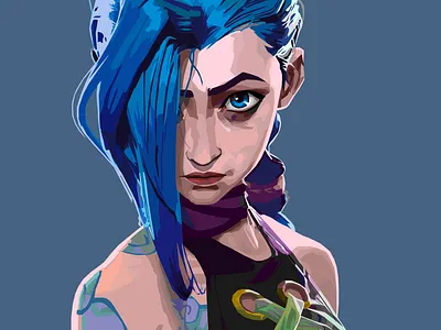jinx artwork by hiboart arcane art artwork digital digitaldrawing illustration jinx leagueoflegends lol powder riot riotgames vector vectorart vexelart