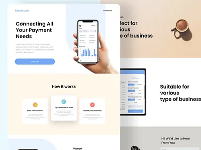 Landing Page Design branding business company profile design finance graphic design illustration landing page logo minimalist mobile profile saas services typography ui uiux ux vector website