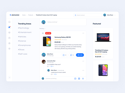 Platform for product price tracking and deals, Community page. clean deals design e commerce ecommerce minimal minimalist modern offers shop ui ux website