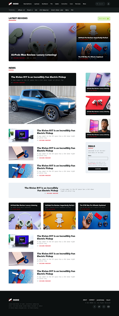 MKBHD themed blog app design mkbhd ui ux web