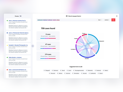 Natural Language Explorer clean colorful data visualization desktop diagram flat minimal modern natural language results sankey search simple tags web app