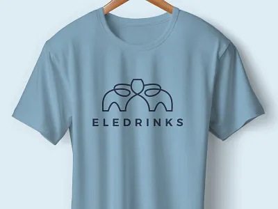 Eledrinks logo on T-shirt animallogo brandidentitydesign branding creativelogo design drinkslogo elephantlogo graphic design icon illustration logo logo design logodesigner logotype ui ux vector