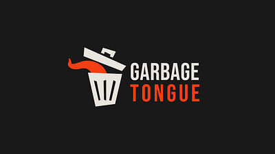 garbage tongue logo bin black flat garbage graphic icon logo mouth red tongue trash vector