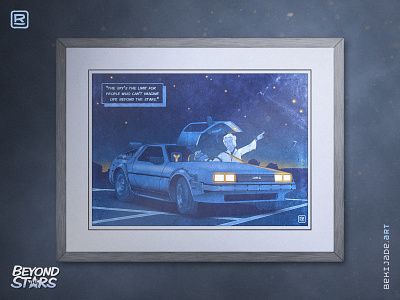 Beyond The Stars automotive blue bttf car delorean halftone illustration orange pop art