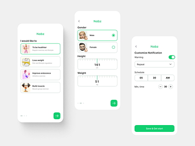 Nabz app - Real project bitcoin body crypto design dex ethereum exchange fitness graphic design green health kit money ui uiux ux wallet