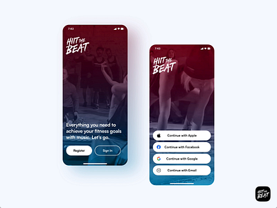 Breakletics Hiit the Beat App Redesign | Register | Fitness App 2021 design adobe xd app beat clean fitness gradient login minimal mobile mobile ui modern register register process sign in ui ui design ux ux design video