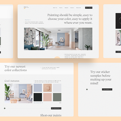 Minimal Homepage Design With Muted Color Palettes branding clean design color design home homepage inspiration minimal minimalist muted color page layout paint painting ui design website design