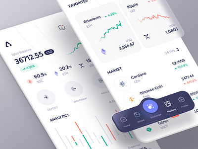 Crypto Exchange Wallet - Light Version bitcoin blockchain btc card clean crypto crypto wallet design exchange light nft swap tokens trade trading app trend ui uidesign uikit wallet