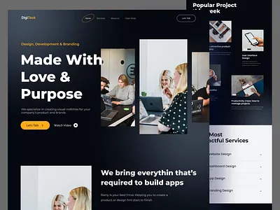 Digiteck landingpage Animation agency animation animation design branding creative design design concept digital graphic design illustration interaction landing page motion graphics starup ui ui design ux design web design