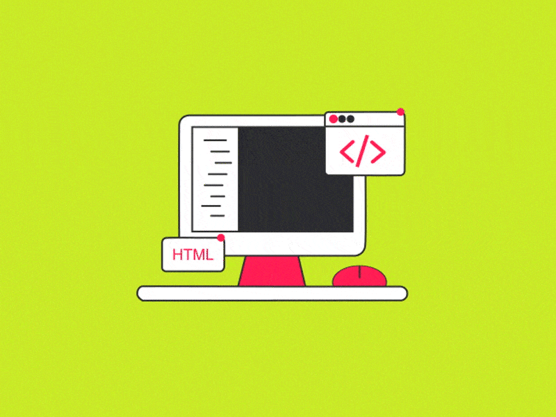 HTML editor logo Lottie JSON animation by Weblodge on Dribbble