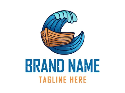 wave boat logo or letter C letter c