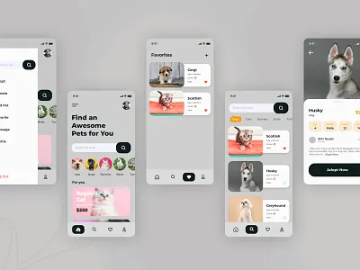 Pet Adopt Mobile app UI UX design figma pet adopt pet adopt ui pet adopt ui ux pet adopt ux pet mobile pet ui pet ui ux pet ux ui ui design ui kit ui pet ux design xd ui kit