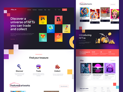 NFT Marketplace I Ofspace bitcoin coin crypto crypto art cryptocurrency digital art fintech landingpage marketplace modern landing page nft nft token nnft marketplace token trendy ui ui design web webdesign website