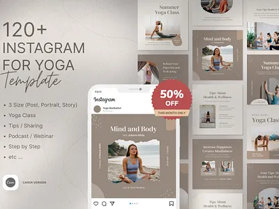 Yoga Instagram Template branding canva template design health and wellness instagram canva instagram posts instagram template social media social media design social media pack social media post social media templates wellness wellness coach yoga yoga coach