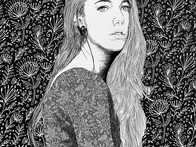 Portrait + pattern created for sktchy girl illustration portrait woman