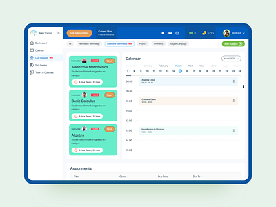 Learning Management System UI-02 add subject brainstation classes dashboard dashboardui edtech education educationplatform edutech learning learnonline live live class lms lms platform student student panel teacher uidesign uiux