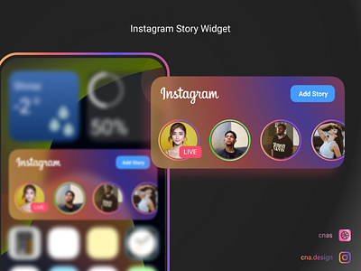 Instagram Widget add story apple widget better ux glass instagram instagram concept instagram story ios iphone mobile modern modern ui next ux redesign social media update ux widget