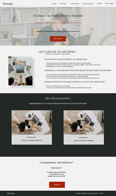 Mockup - French courses website (Final version) design developper web figma figma design landing page web web design