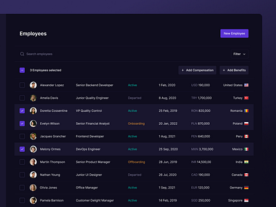 Bulk List Actions actions b2b bulk actions checkbox dark dashboard fintech flat list minimal multi select saas select table ui ux web