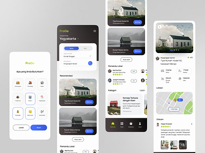 ProGo - Properties & Travel App black concept elegan home apps minimalist mobile apps mobile ui modern properties apps travel travel apps ui user interface