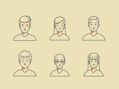 Avatar Set avatar avatars characters illustration line art line style minimal art people portrait simple simple illustration vector