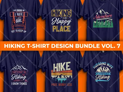 Hiking T-Shirt Design Bundle Vol. 07 apparel design illustration logo retro t shirt shirt t shirt designer t shirt idea t shirt illustration t shirt mockup tee template tshirt typography art ui vintage t shirt