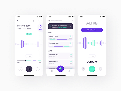 Audio Recorder - Mobile App! audiorecorder figmadesign giomak iosdesign mobileappdesign mobileui mobileux