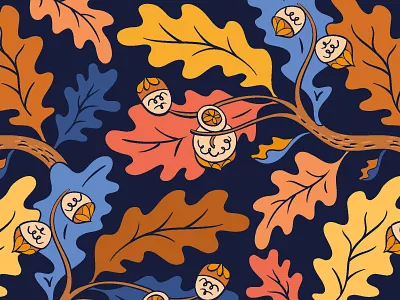 Oak pattern acorn design fabric forest graphic design illustration natu nature oak pattern plant