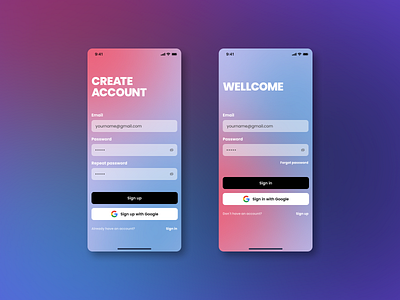 Sign in / Sign up app create account daily ui mobile sign in sign up ui