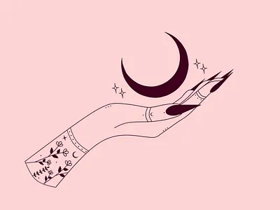 Dark moon rising celestial coverart esoteric floral hand illustration linework magic magical minimalistic moon mystic mystical sacred stars tarot tattoo witchcraft witchhand witchy