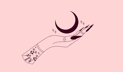 Dark moon rising celestial coverart esoteric floral hand illustration linework magic magical minimalistic moon mystic mystical sacred stars tarot tattoo witchcraft witchhand witchy