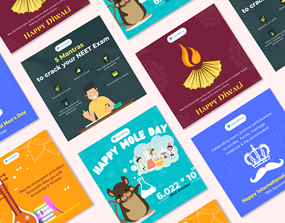Promotional Posts for Unacademy advertising app branding design homepage ui illustration instagram posts logo marketing posts promotion social media posts ui ux vector web