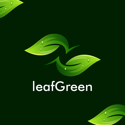 leaf green logo concept app branding design icon illustration logo typography ui ux vector