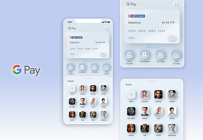 Google Pay Skeuomorphic Redesign Concept app design gpay gpay redesign practise skeuomorph ui ux