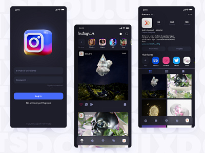 Instagram UI/UX Design Concept - Process Video 3d 4k app branding design douarts insta ui insta ux instagram instagram dark mode instagram redesign instagram ui instagram user experience ui ui design ui ux user experience ux ux design ux ui