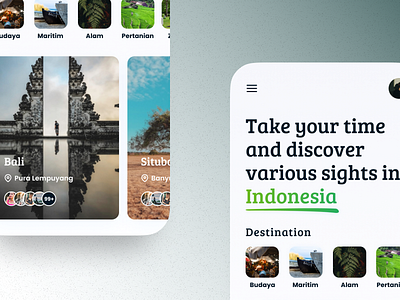 Discover new places | Indonesia app apps budaya design indonesia jalan jalan minimal tourism tourist typography ui ux wisata wonderfull