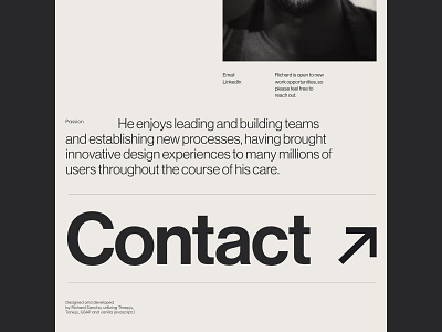 Portfolio. About page design typography ui